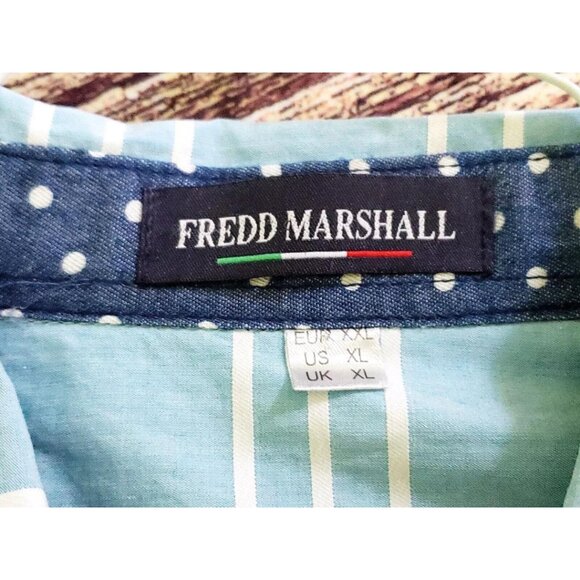 Fredd Marshall Shirt Mens Long Sleeve Button Down Blue & White Striped Shirt XL - Picture 10 of 16